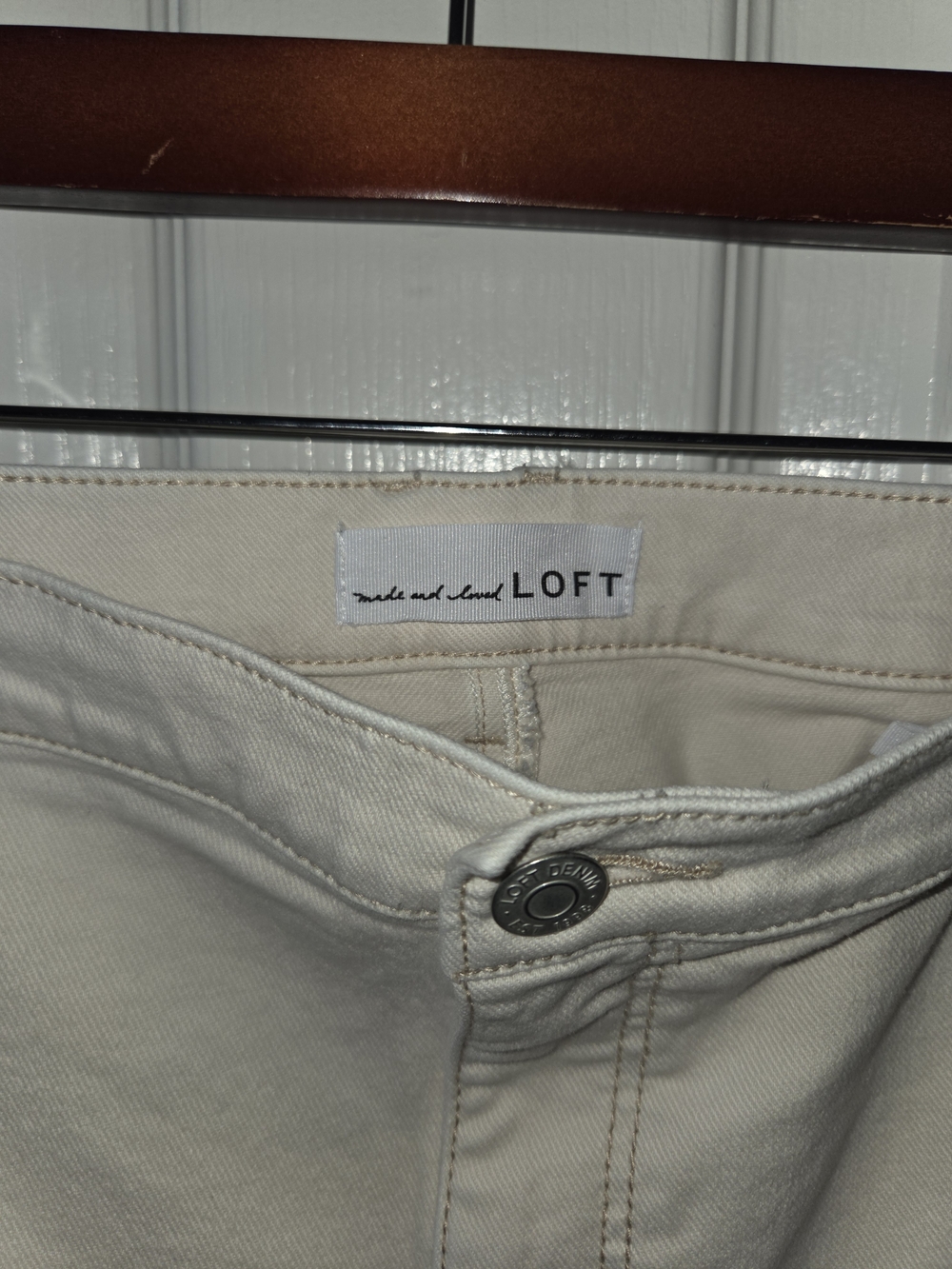 LOFT Cream Girlfriend Jeans